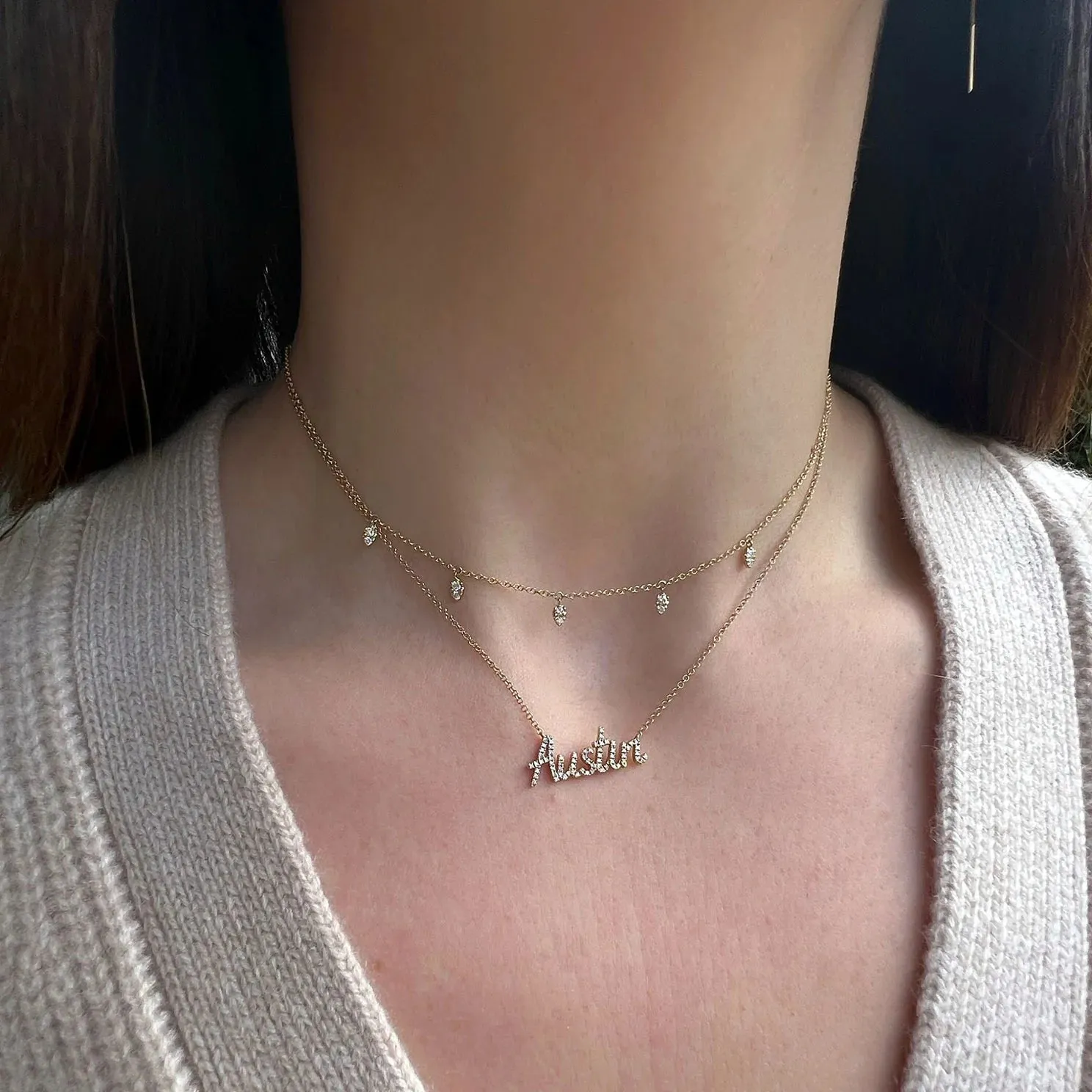 DIAMOND 5 TEARDROP CHOKER NECKLACE