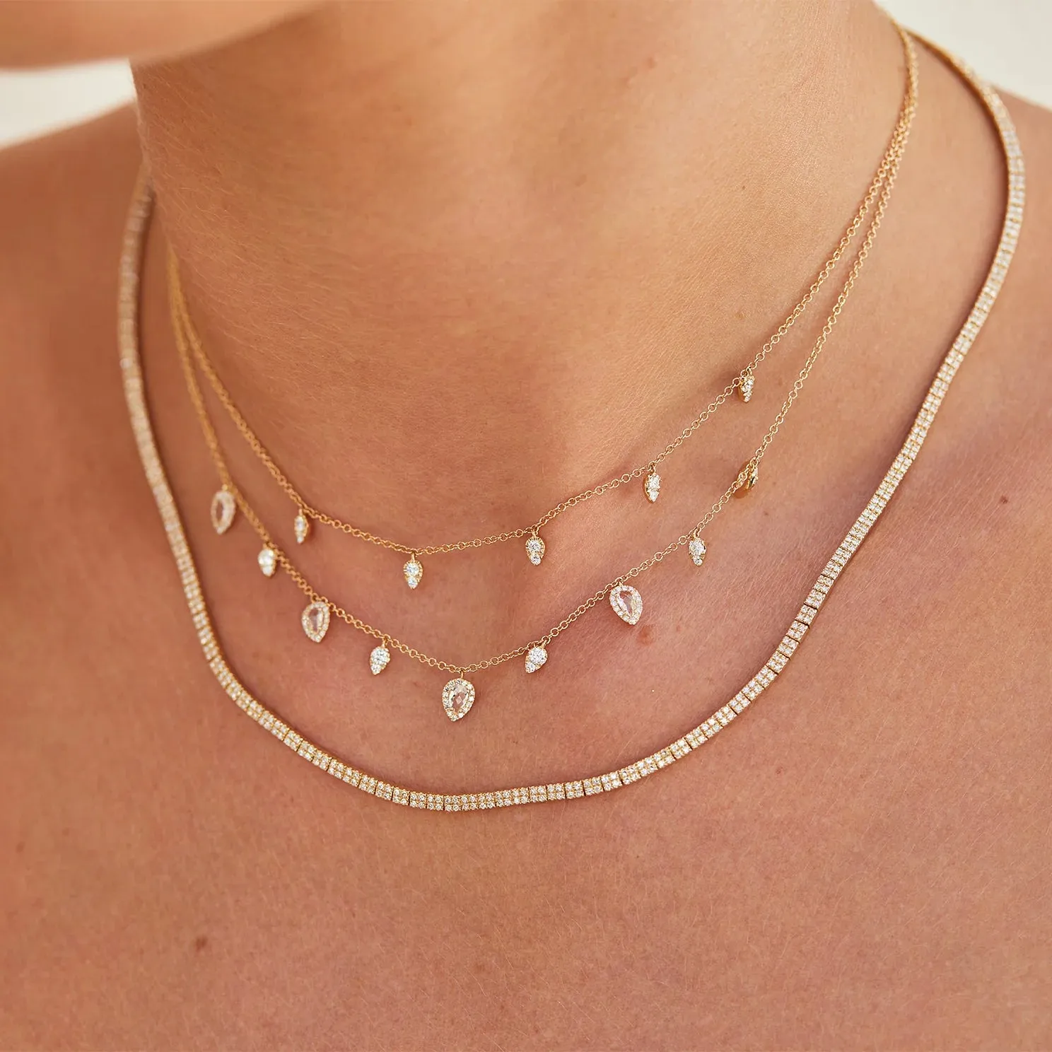 DIAMOND 5 TEARDROP CHOKER NECKLACE