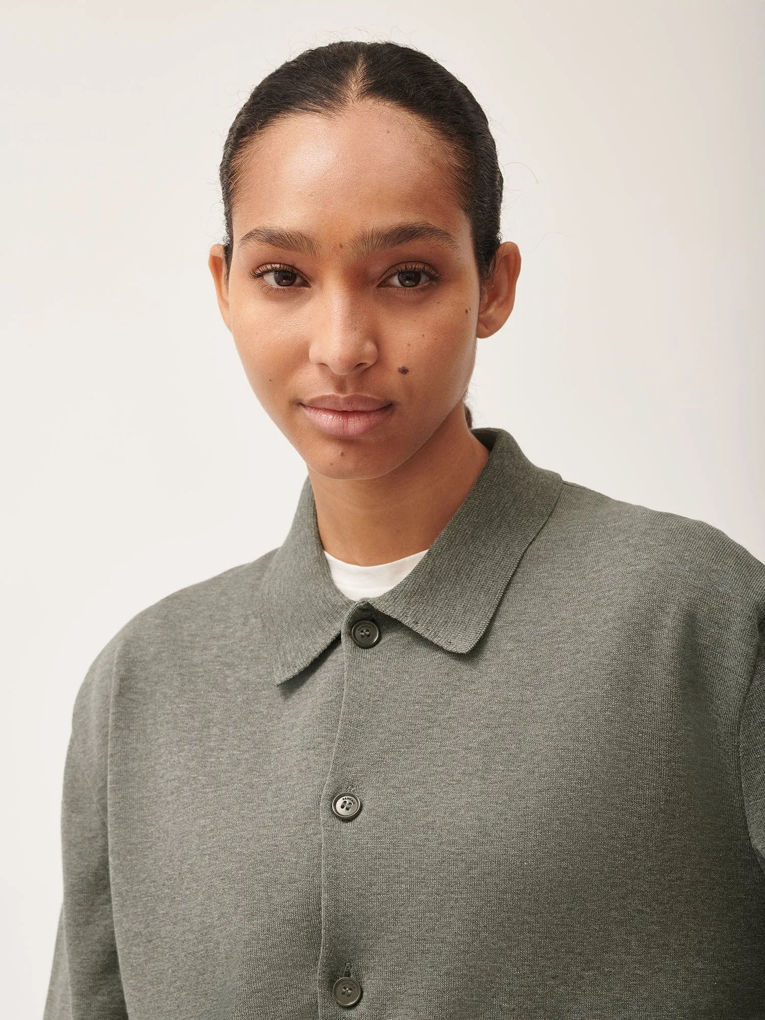 DNA Knitted Collared Shirt—grey marl