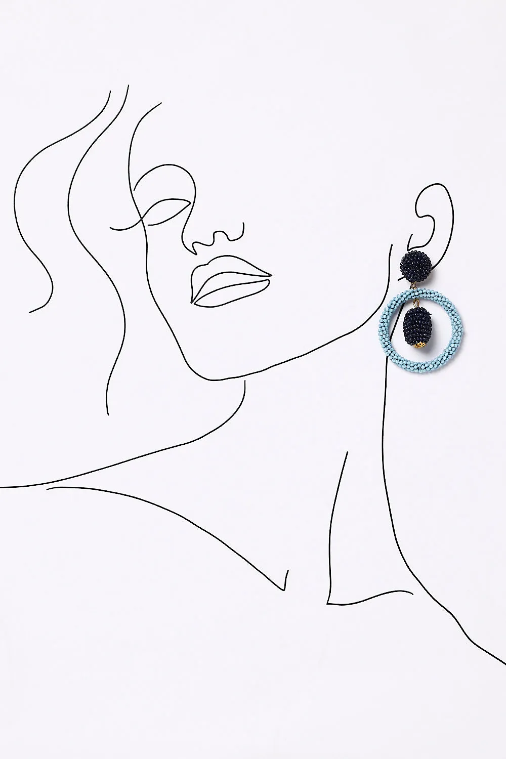 Double Drop Beaded Earrings in Navy and Light Blue