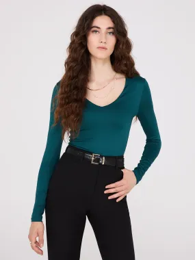 Double Layer V-Neck Long Sleeve Top