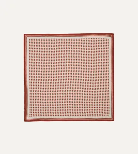 Ecru and Red Spots Print Silk-Cotton Bandana