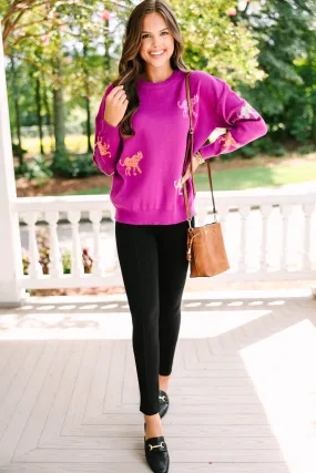 Feeling The Fun Violet Purple Cheetah Sweater