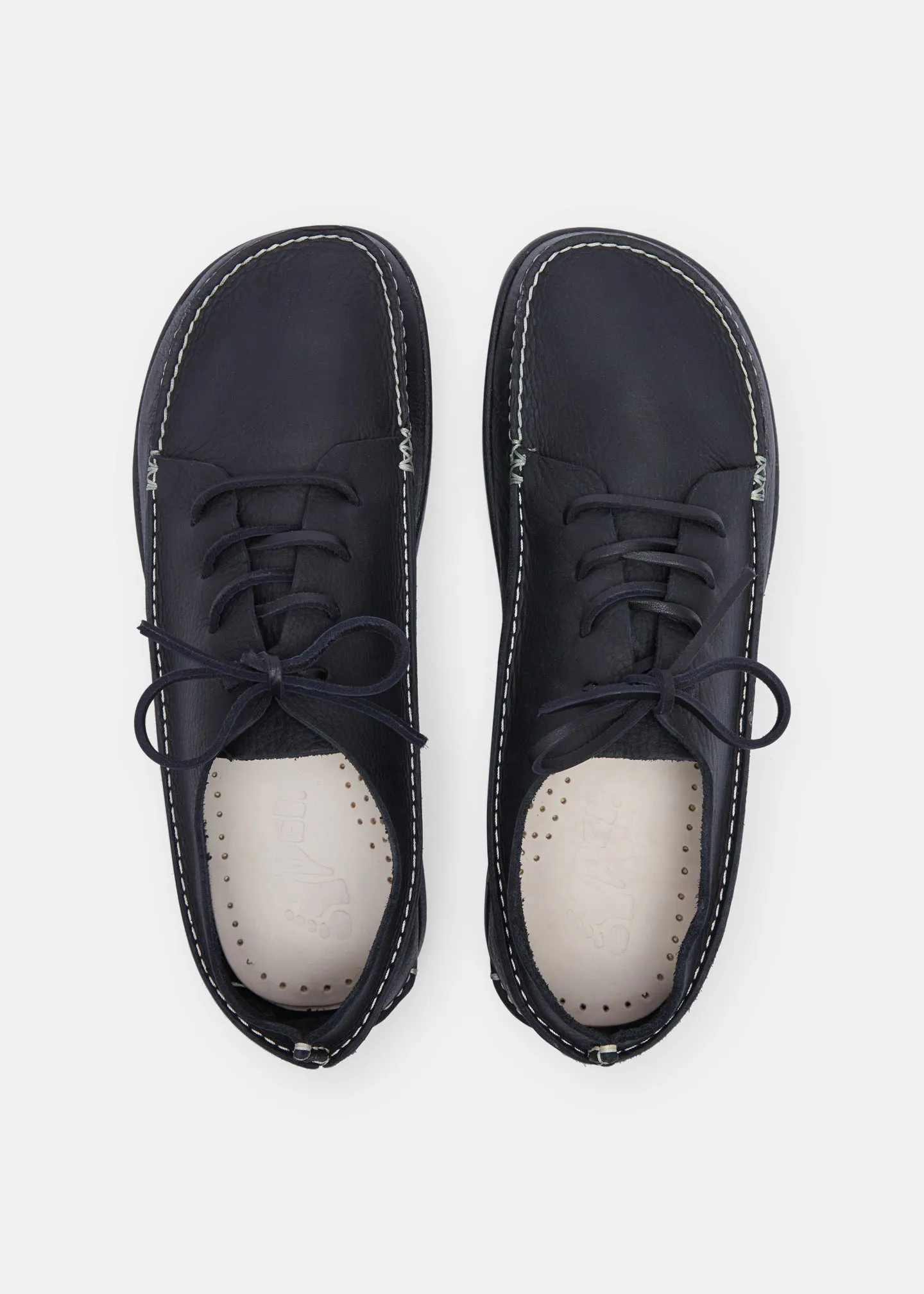 Finn II Leather Shoe On Negative Heel - Black Mono