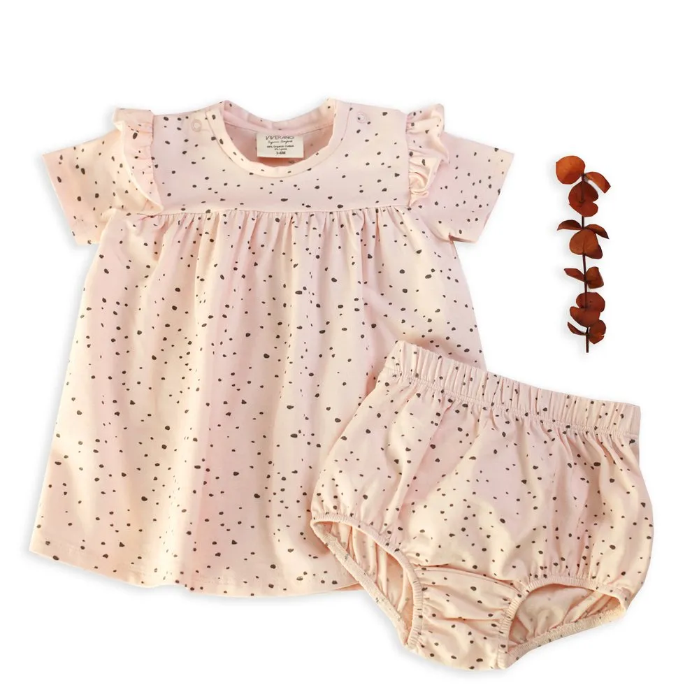 Florence Pebble Short Sleeve Ruffle Dress   Bloomer Set