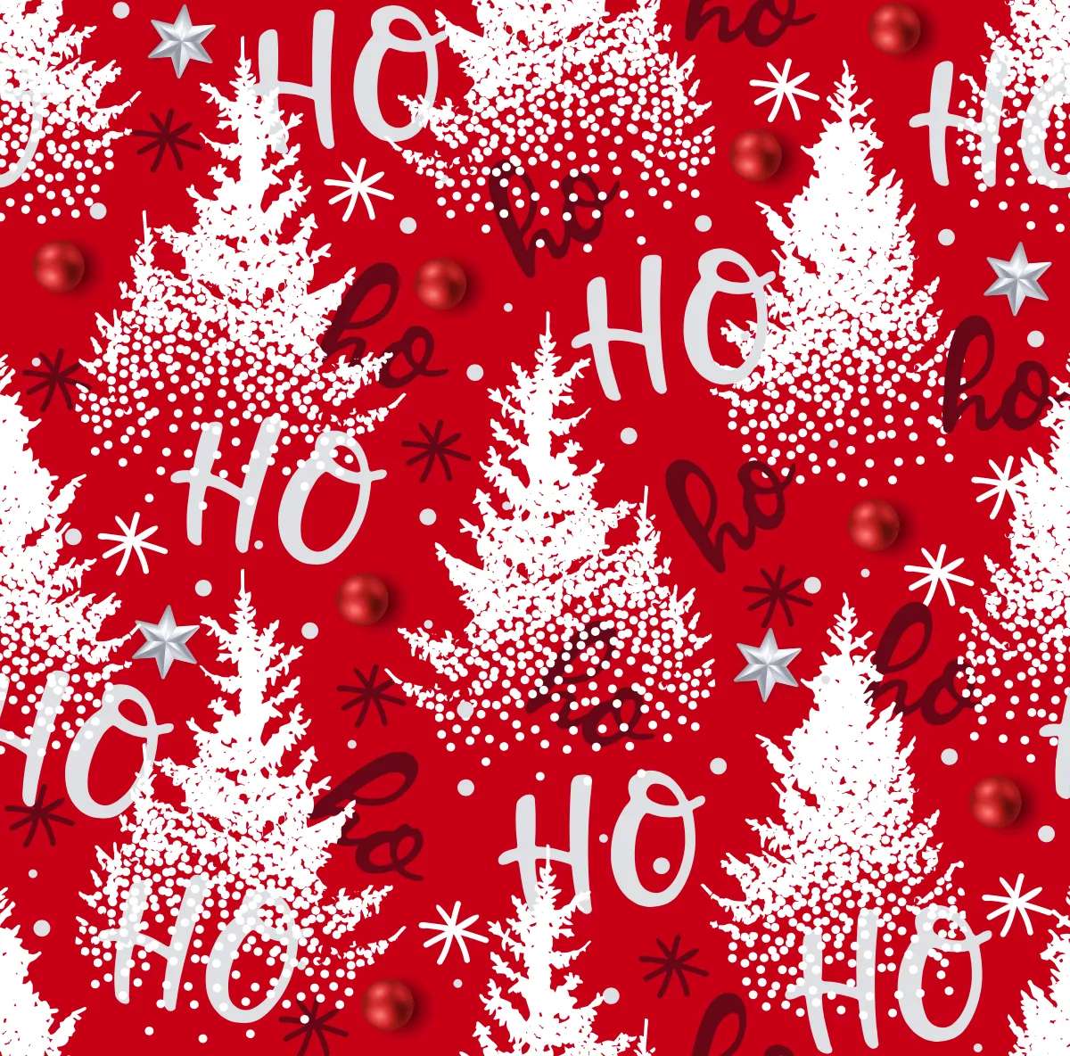 FS1069 Christmas Ho Ho Ho Cotton Fabric Red