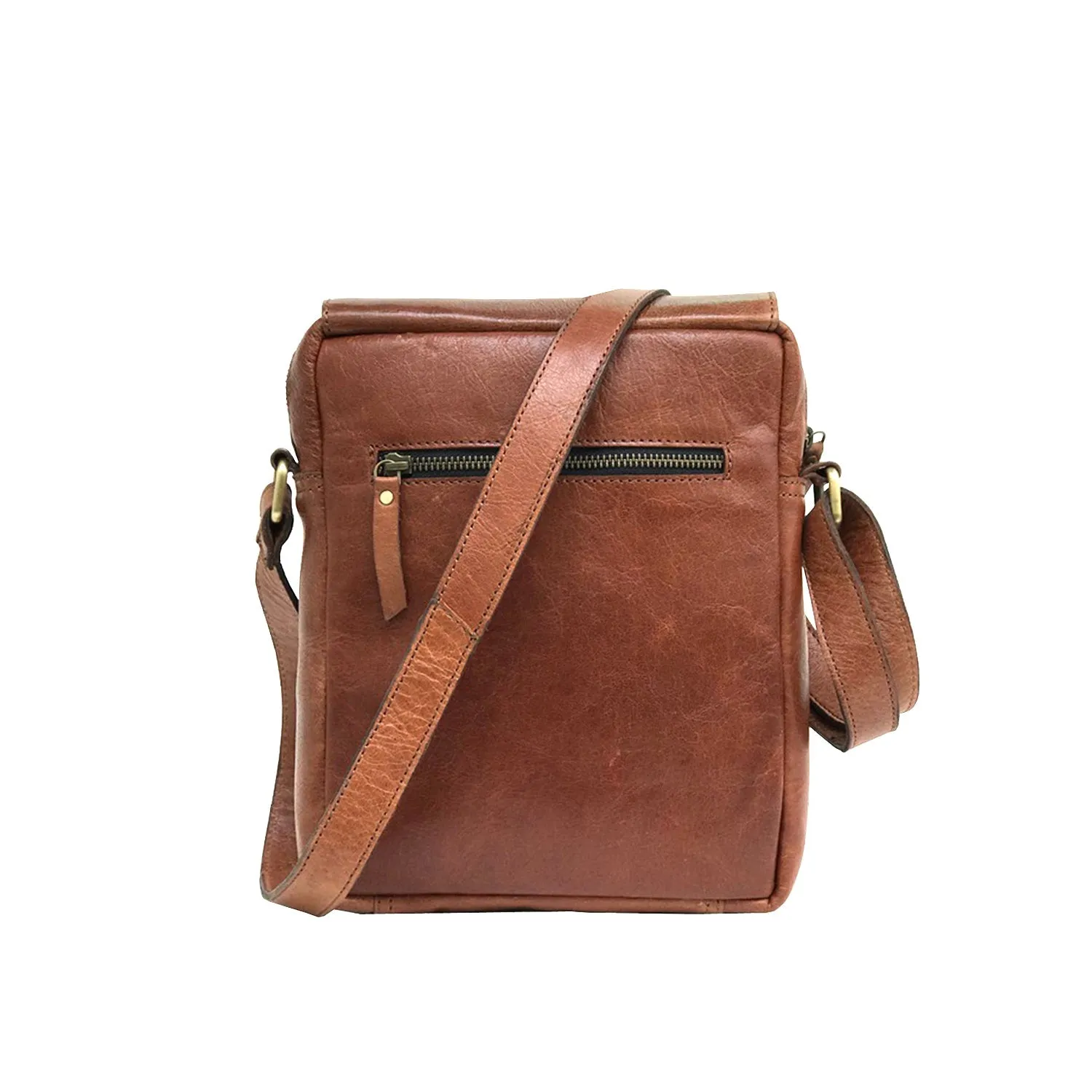 Full-grain Buffalo Leather Sling Messenger Bag - Sandstone Brown