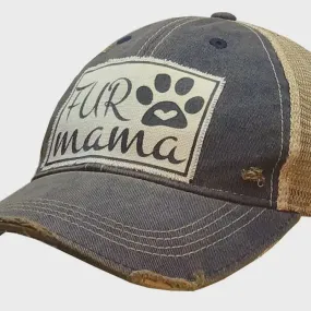 Fur Mama Distressed Trucker Hat Baseball Cap