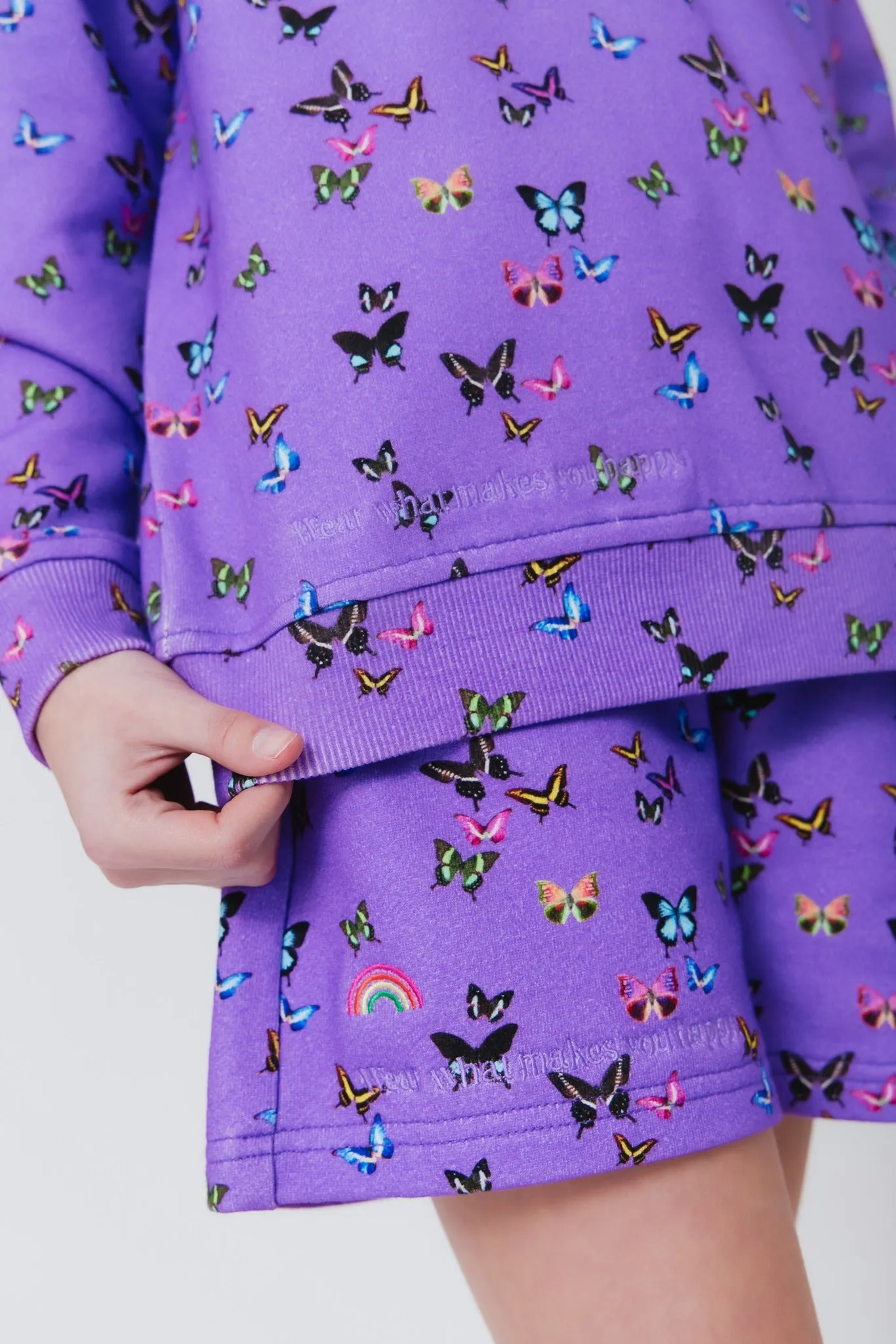 Girls Sweatshort in Purple Butterflies