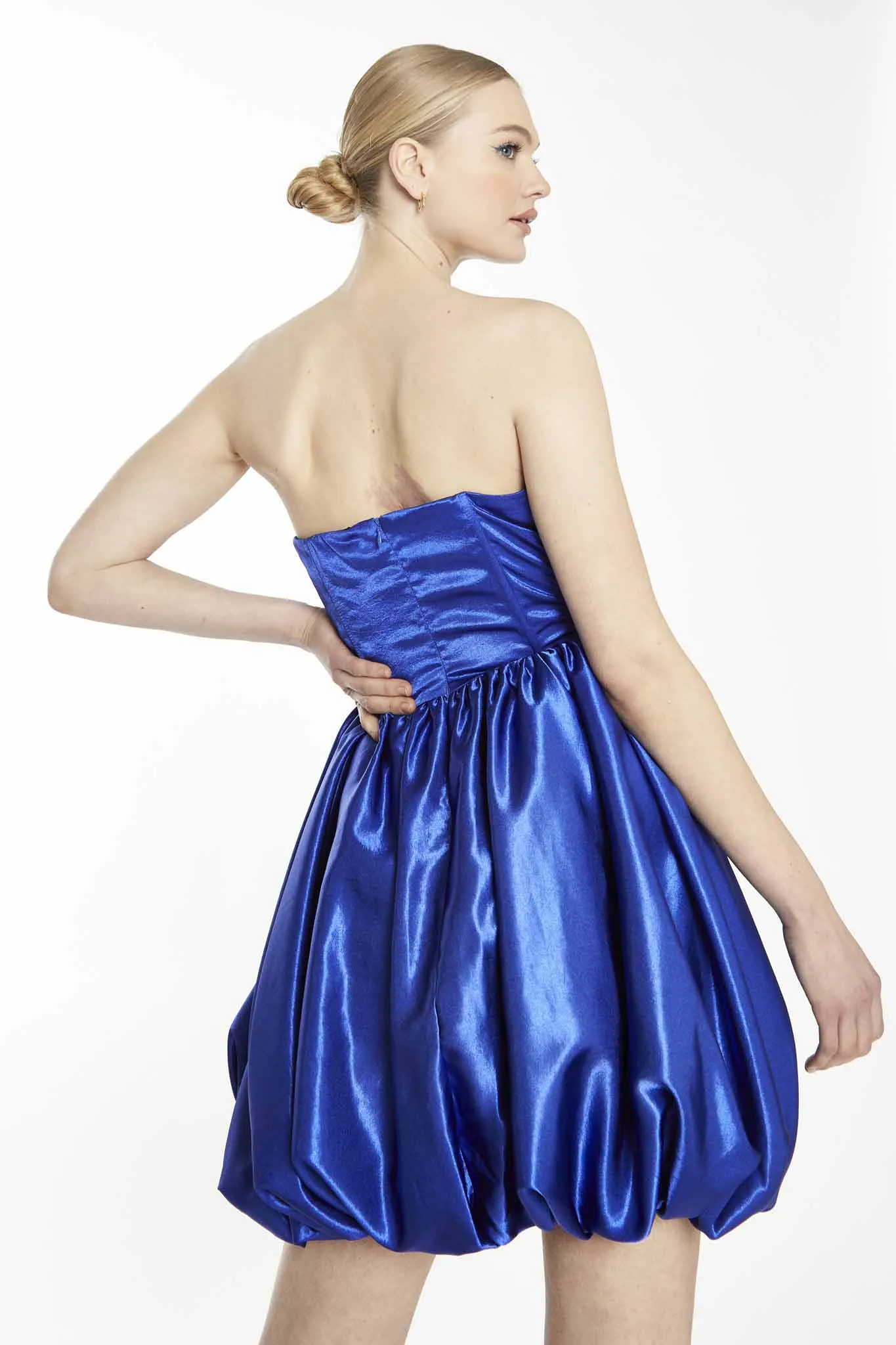 Glamorous Collection Bright Blue Strapless Puff Skirt Mini Dress