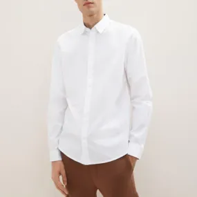 Glen Long Sleeve Collared Polo Shirt (White)