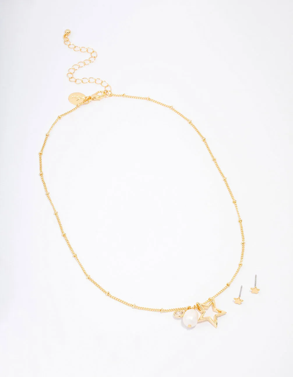 Gold Plated Star Charm Necklace & Earring Jewellery Set