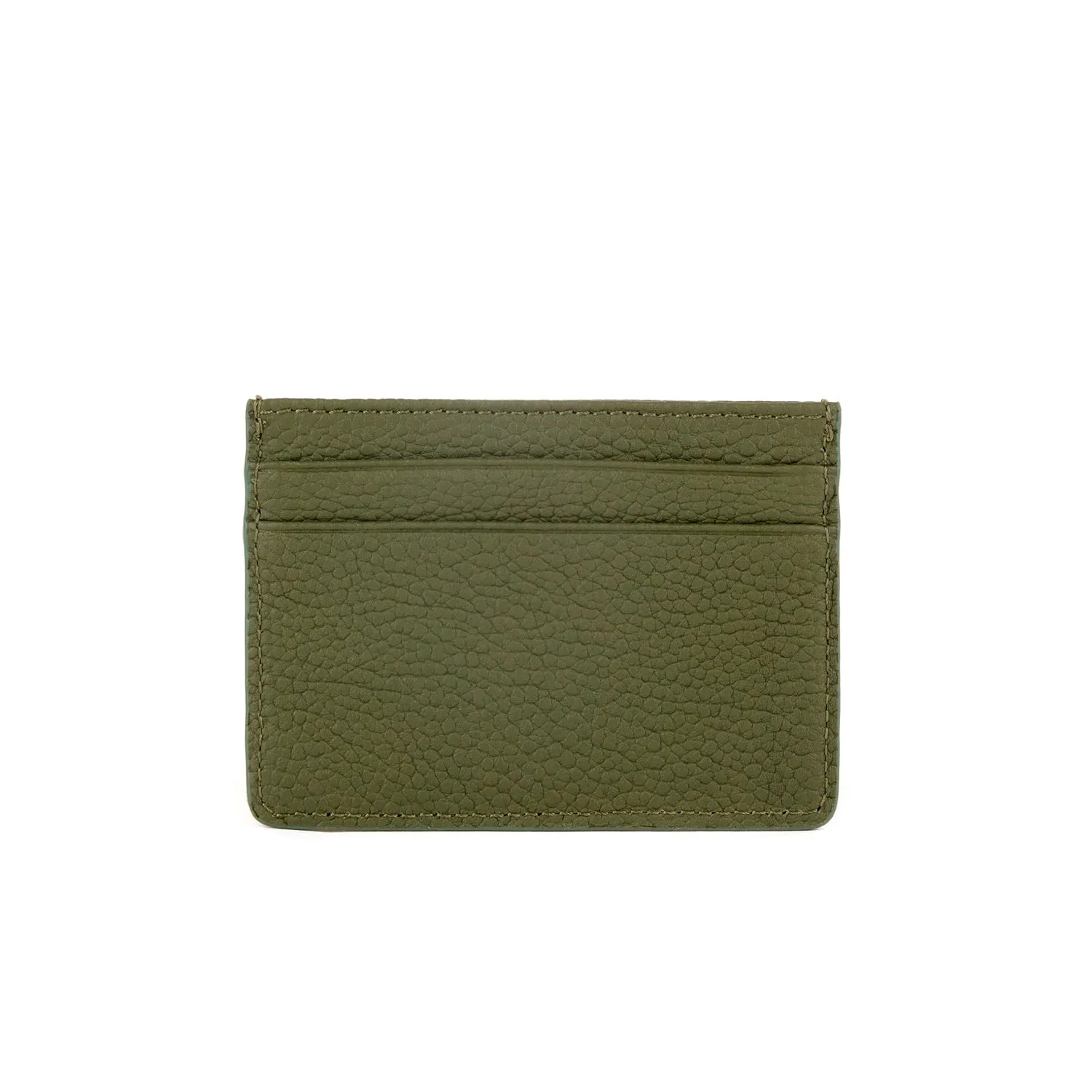 Grace Grainy Leather Card Case, Green