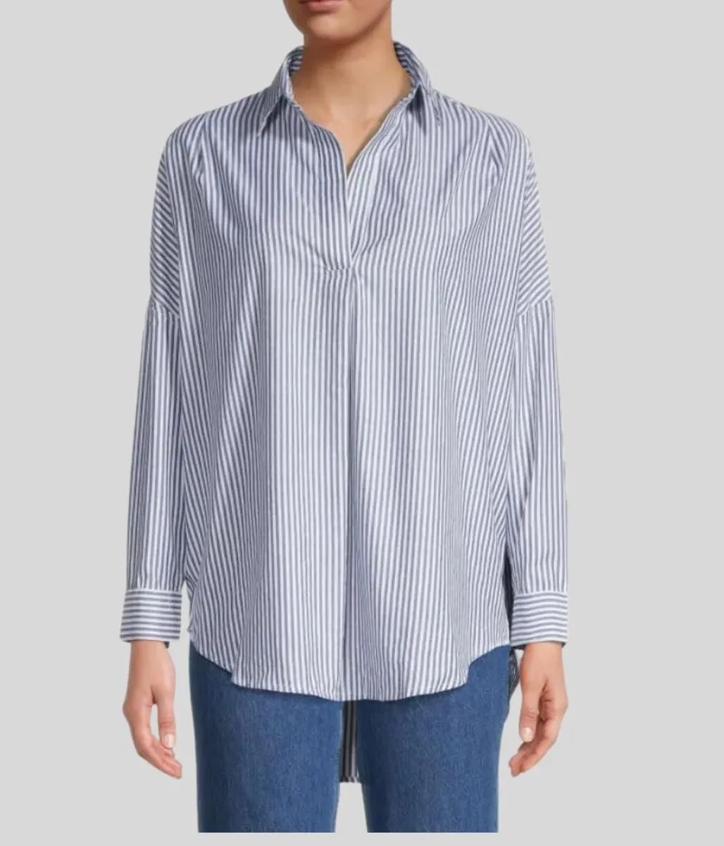 Grey Pinstripe Rhodes Popover Shirt