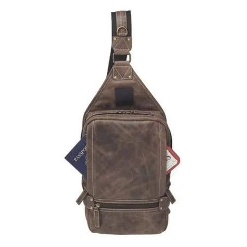 GTM Original RFID Lined Distressed Leather Concealed Carry Sling Bag