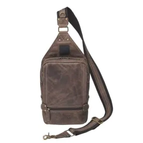 GTM Original RFID Lined Distressed Leather Concealed Carry Sling Bag