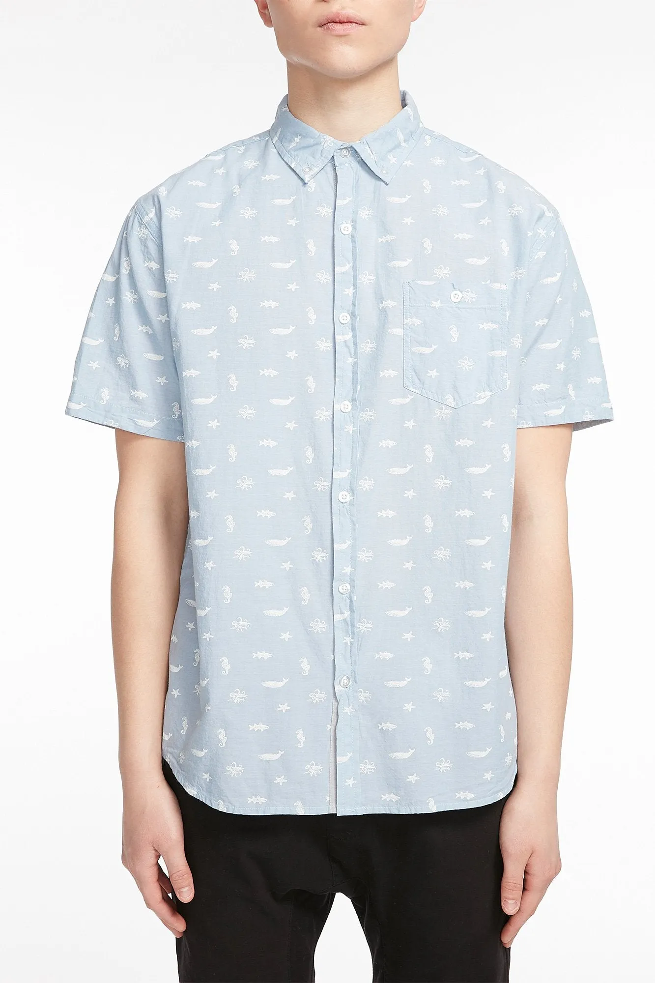 Guys Sea-Creature Button-Up Pocket Shirt