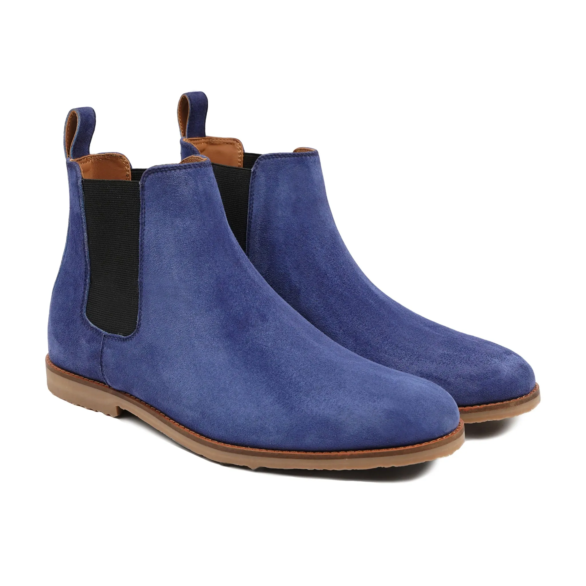 Hassel - Men's Blue Kid Suede Chelsea Boot