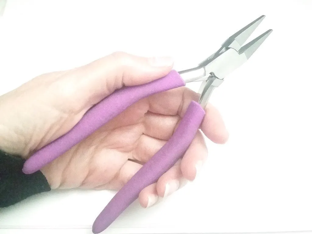 Heavy Duty Narrow 2mm Flat Nose Pliers, Purple Foam Cushion Grips, Beadsmith Brand, #PLW16N