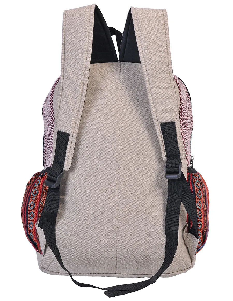 Hippie Boho Hemp Cotton Daypack Backpack Tribal Patch