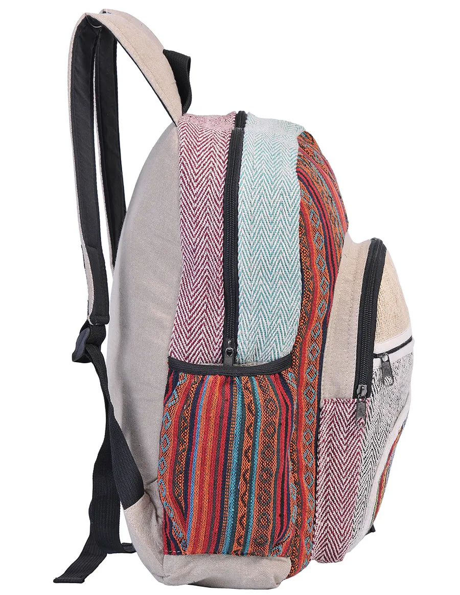 Hippie Boho Hemp Cotton Daypack Backpack Tribal Patch