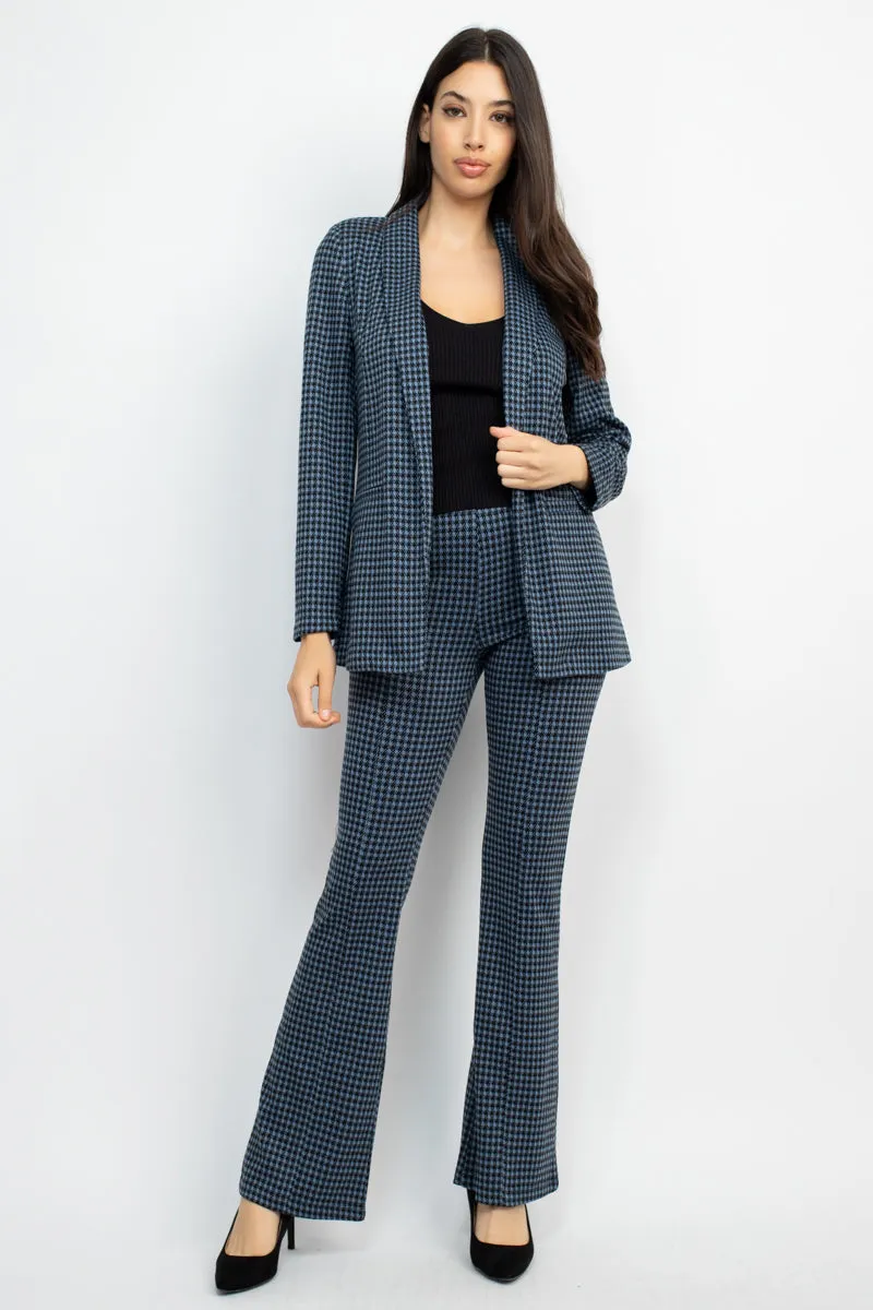 Houndstooth Notch Seamed Blazer