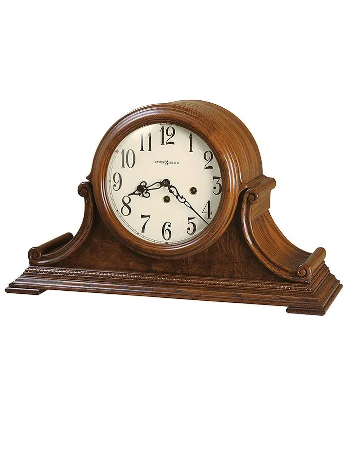 Howard Miller Hadley Key Wind Tambour Mantel Clock - Oak Yorkshire Finish