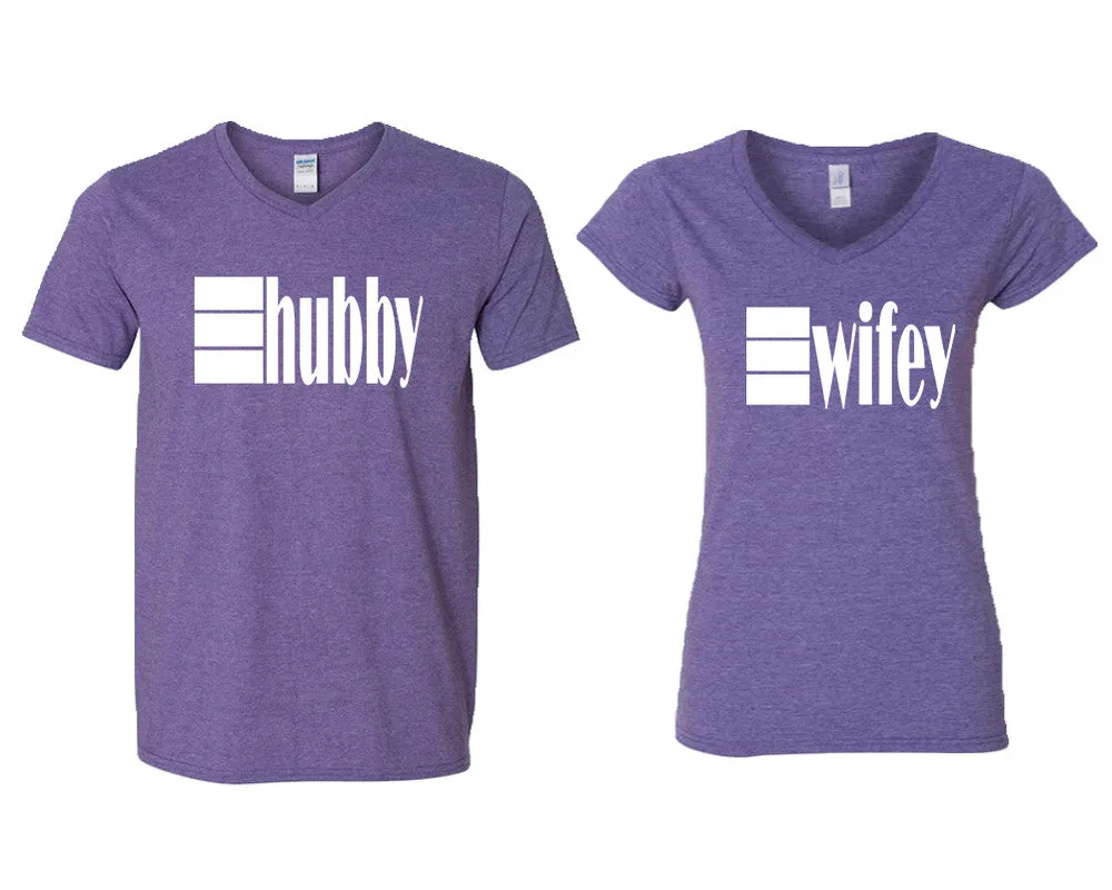 Hubby Wifey Couple Matching V-Neck T-Shirts