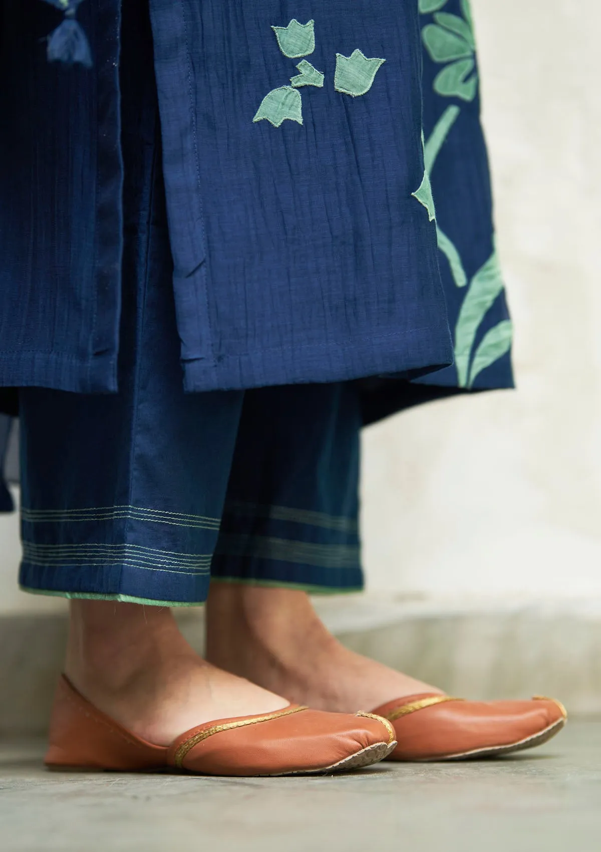 Indigo Floral Applique Kurta Set