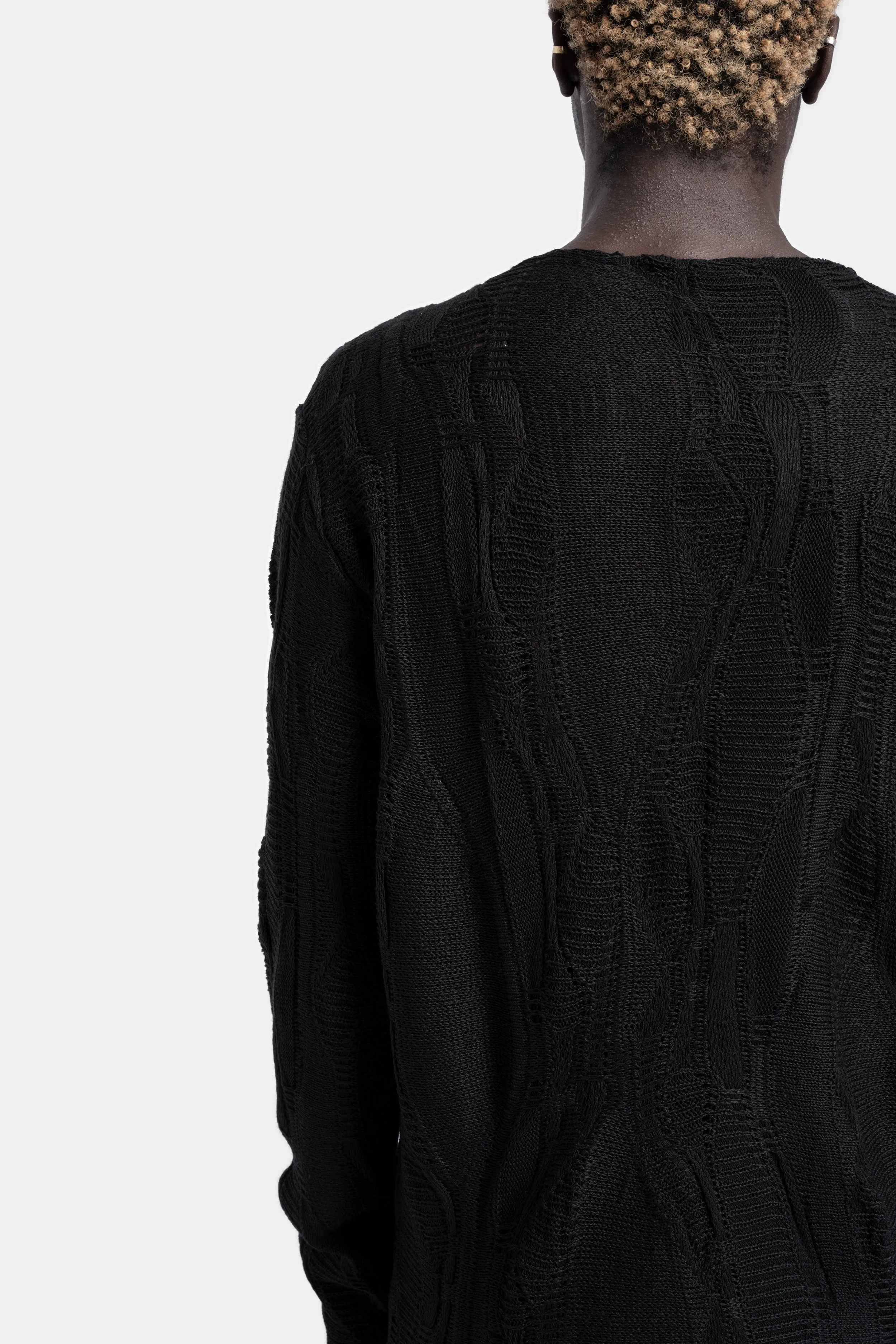 Intarsia knit sweatshirt, Black