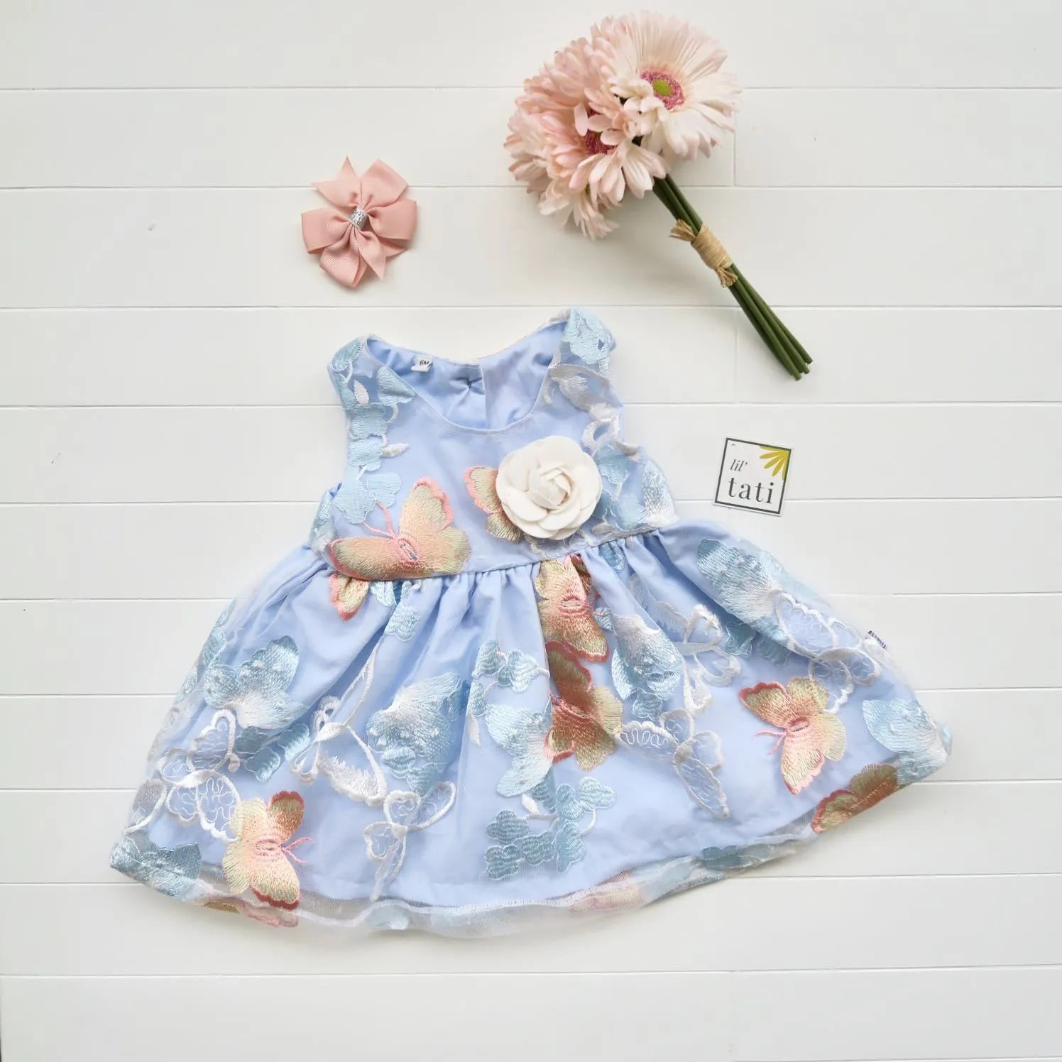 Iris Dress in Blue Butterfly Tulle