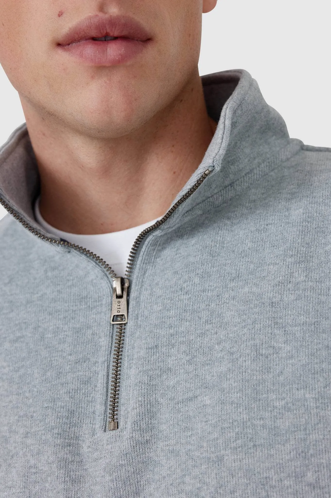 Kellock Ribbed Quarter Zip Grey Marle