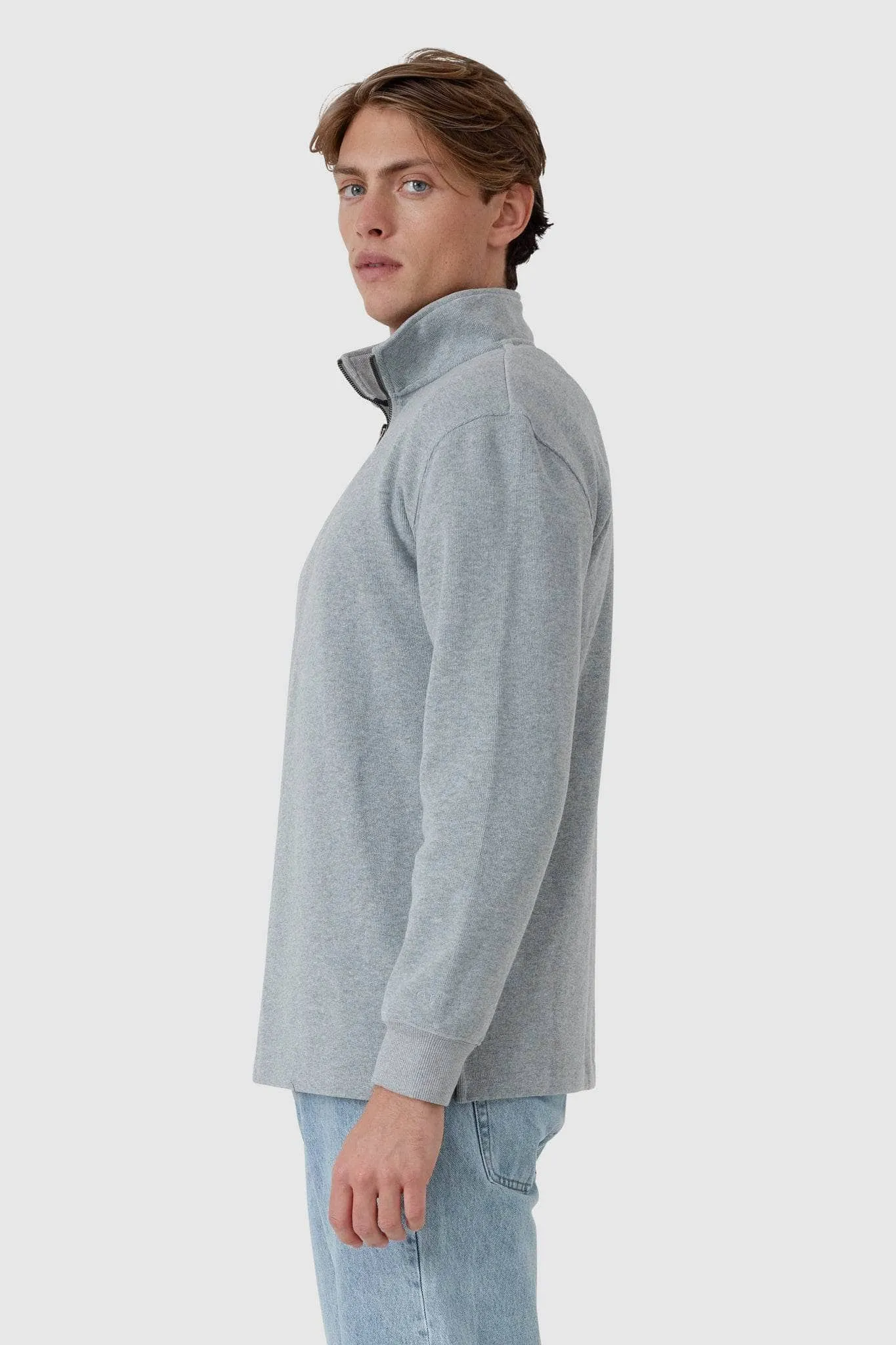 Kellock Ribbed Quarter Zip Grey Marle