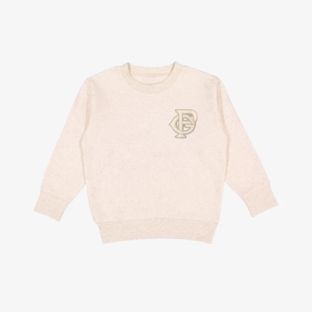 kids premiumgoods. pg monogram logo crewneck (stone)