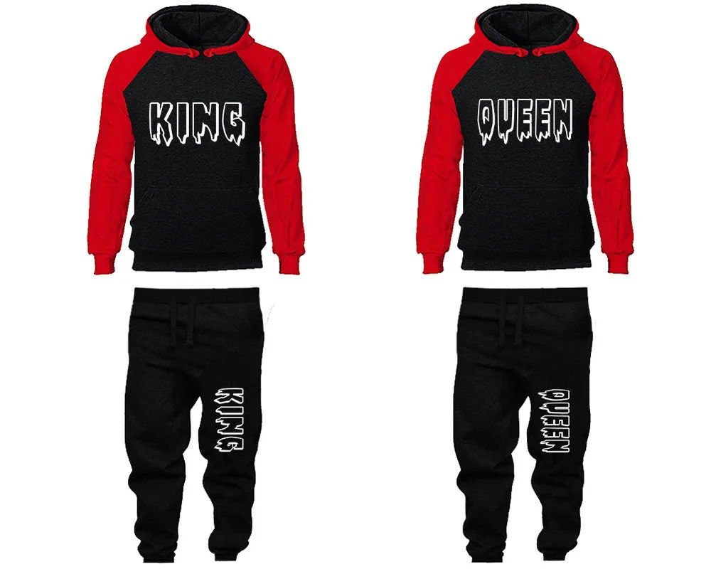 King Queen Couple Matching Hoodies and Jogger Pants Top Bottom Matching Set