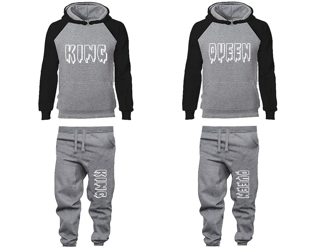 King Queen Couple Matching Hoodies and Jogger Pants Top Bottom Matching Set