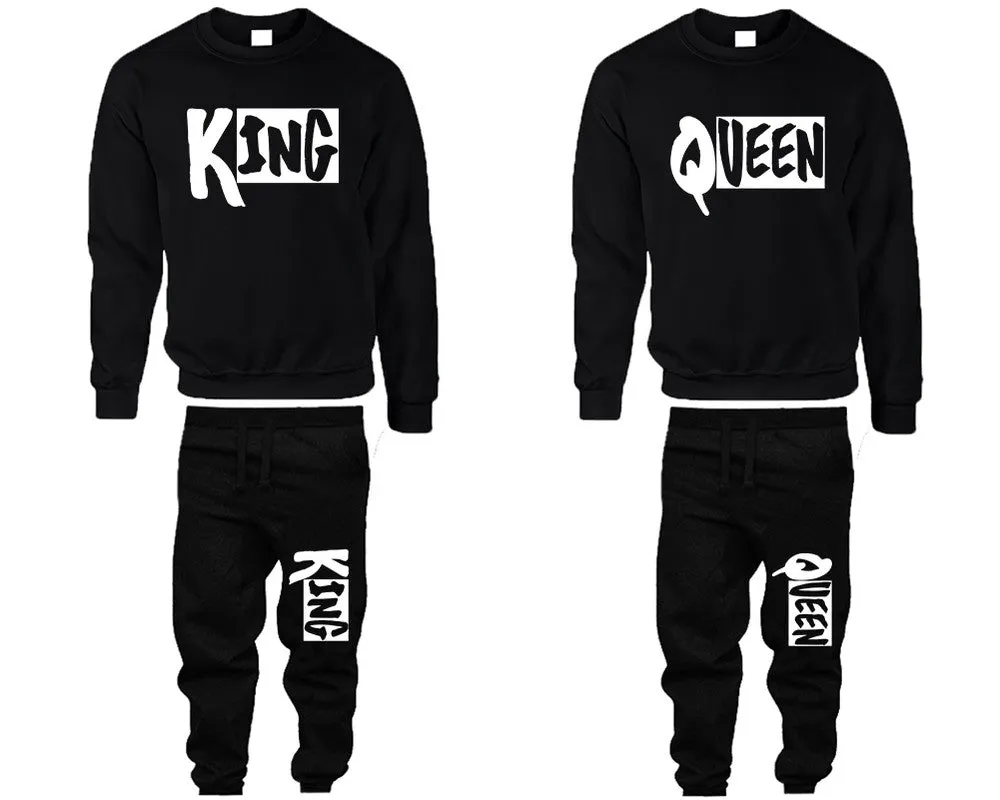 King Queen Couple Matching Top Bottom Set Sweaters and Jogger Pants