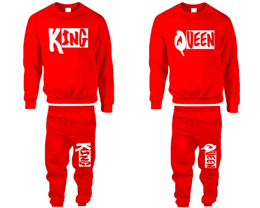 King Queen Couple Matching Top Bottom Set Sweaters and Jogger Pants