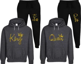 King Queen Couple Speckle Hoodies and Jogger Pants Matching Top&Bottom Sets