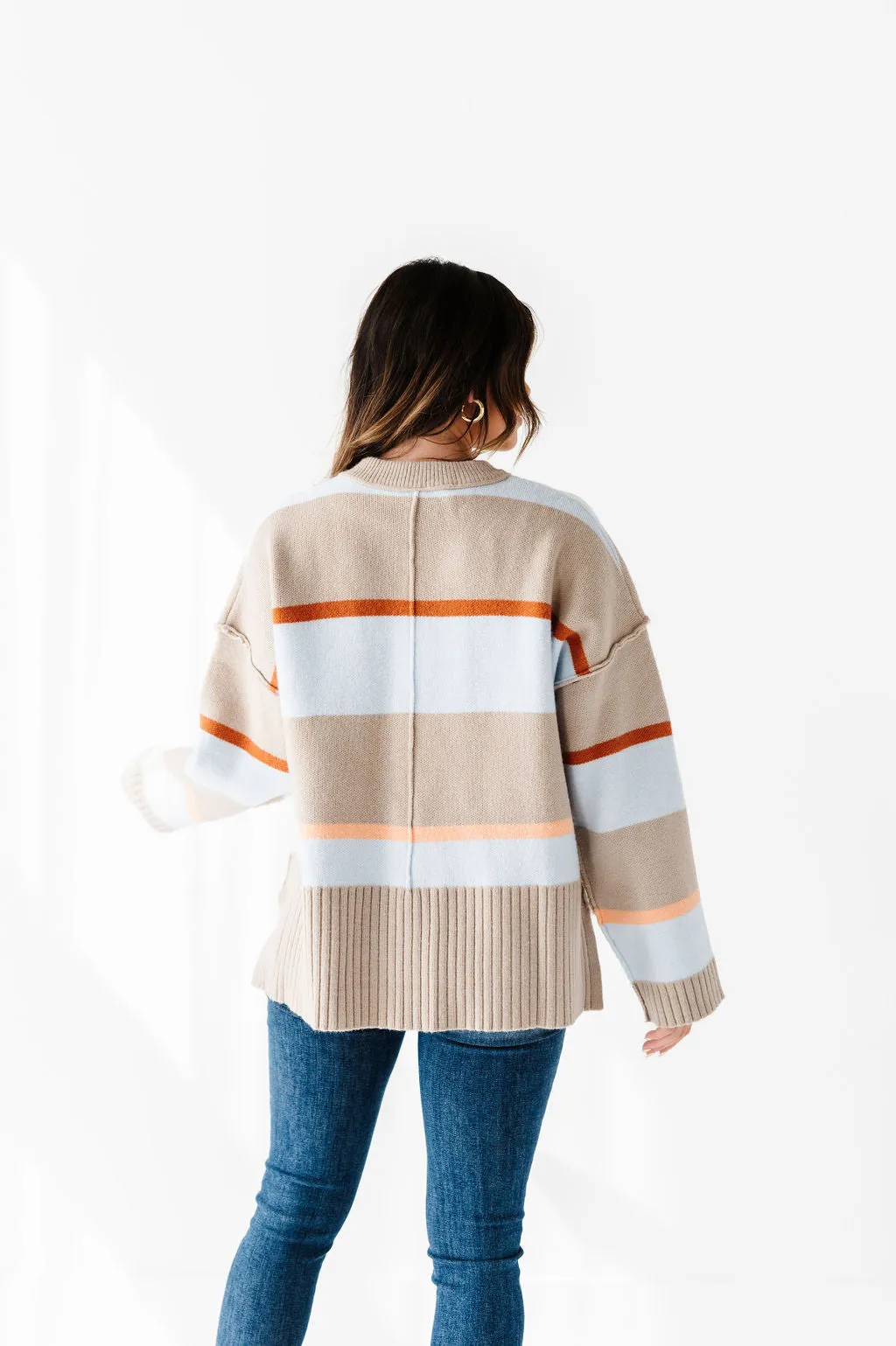 Layton Oversized Sweater in Champagne/Blue