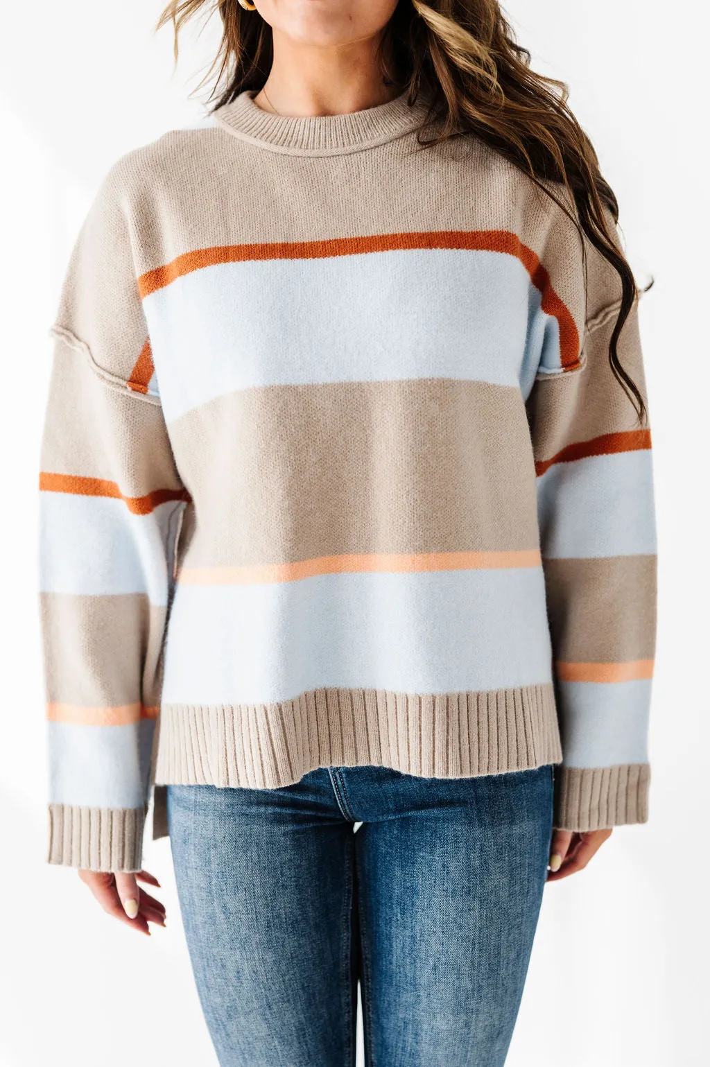 Layton Oversized Sweater in Champagne/Blue