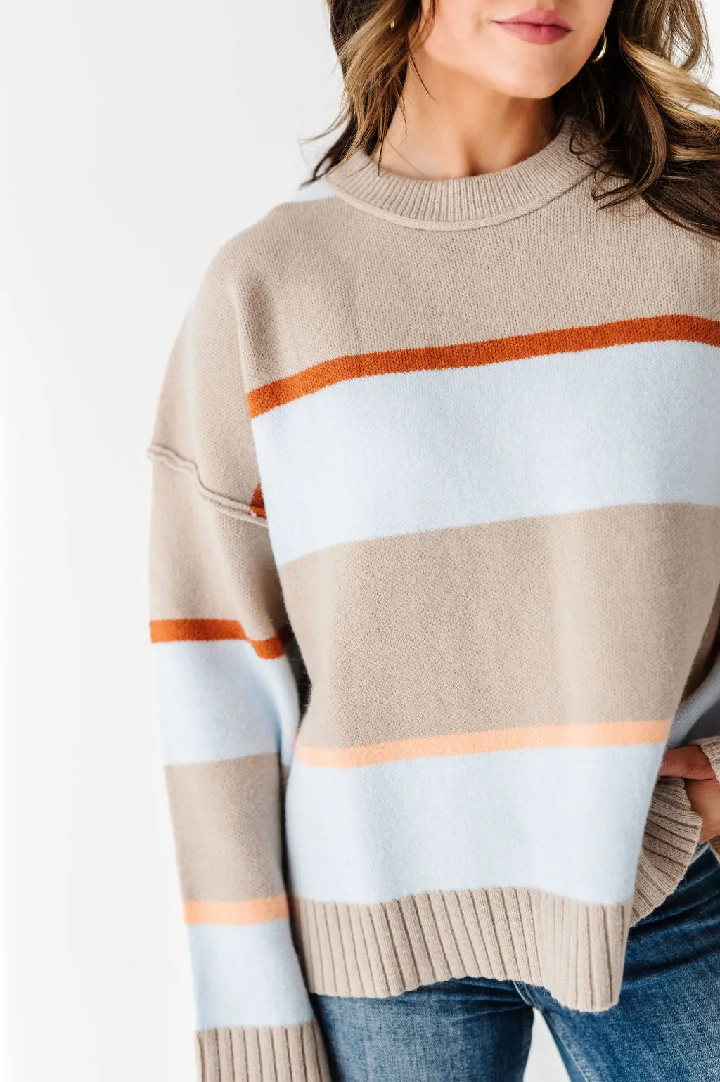 Layton Oversized Sweater in Champagne/Blue