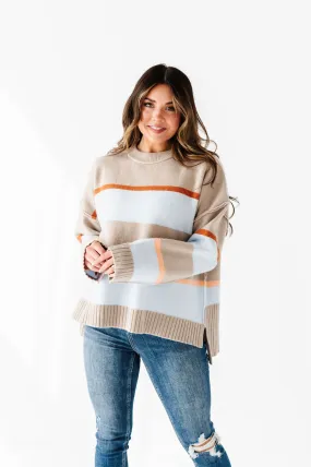 Layton Oversized Sweater in Champagne/Blue