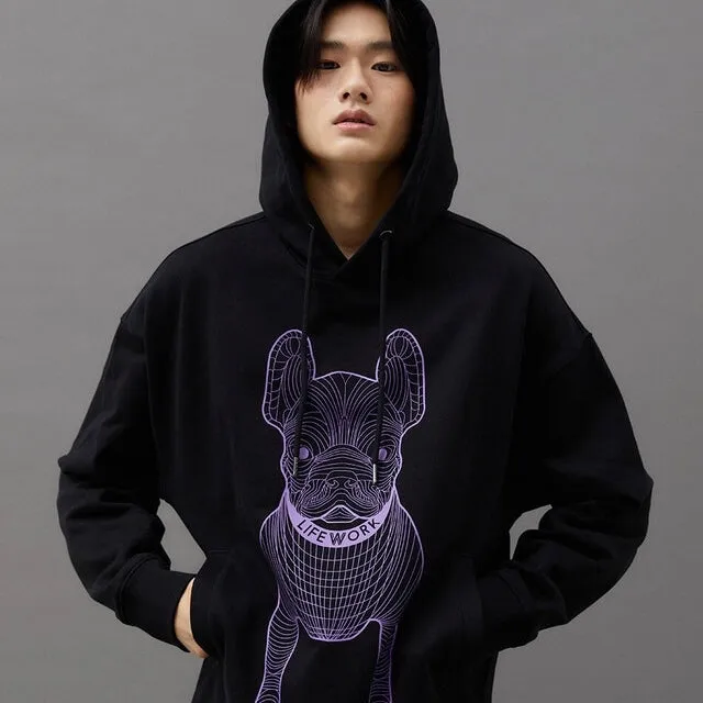 LifeWork Bulldog Mascot Hoodie Black Purple