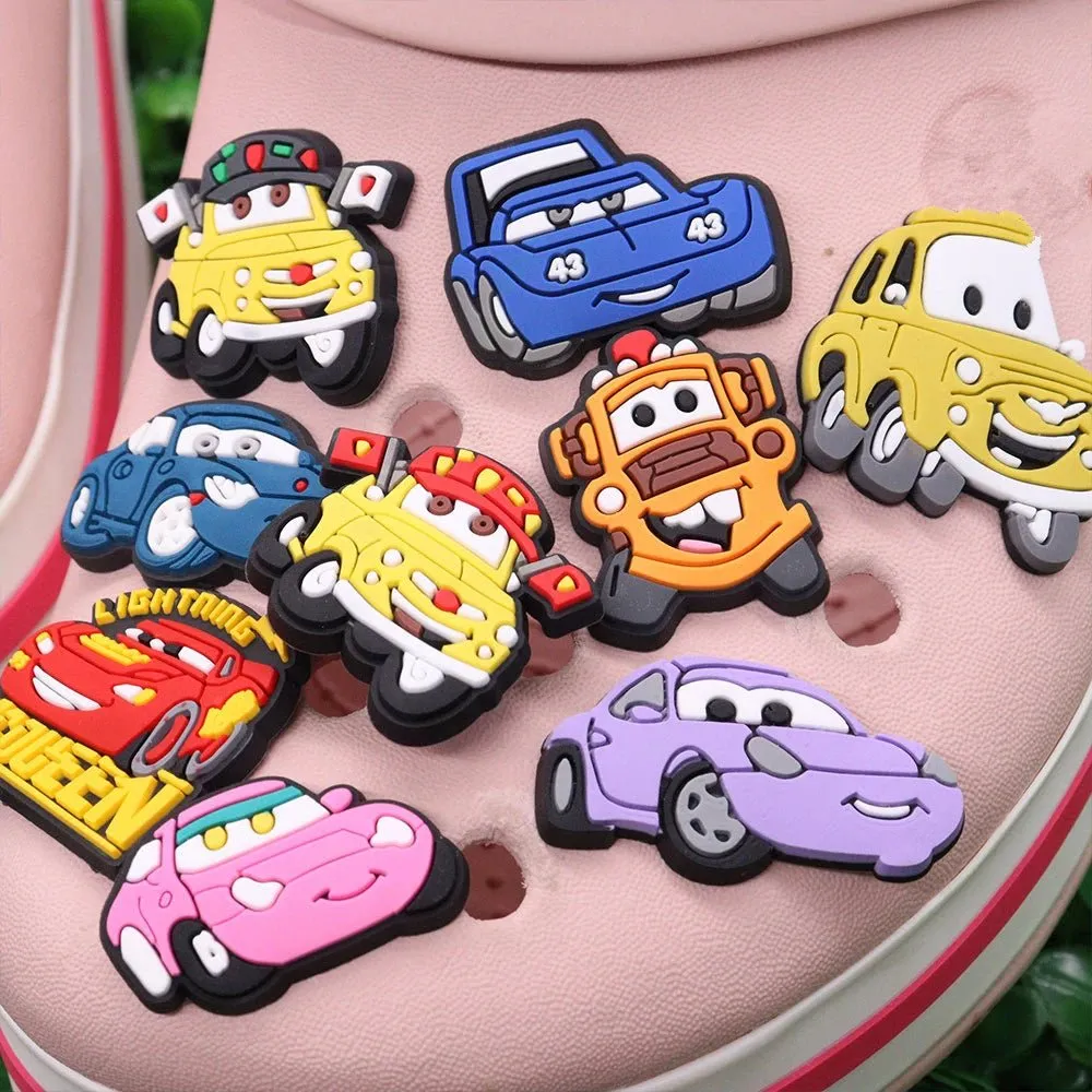 Lightning McQueen Flo Boys Favorite Sandals Shoe Buckle Charms Cars Decorations Gift