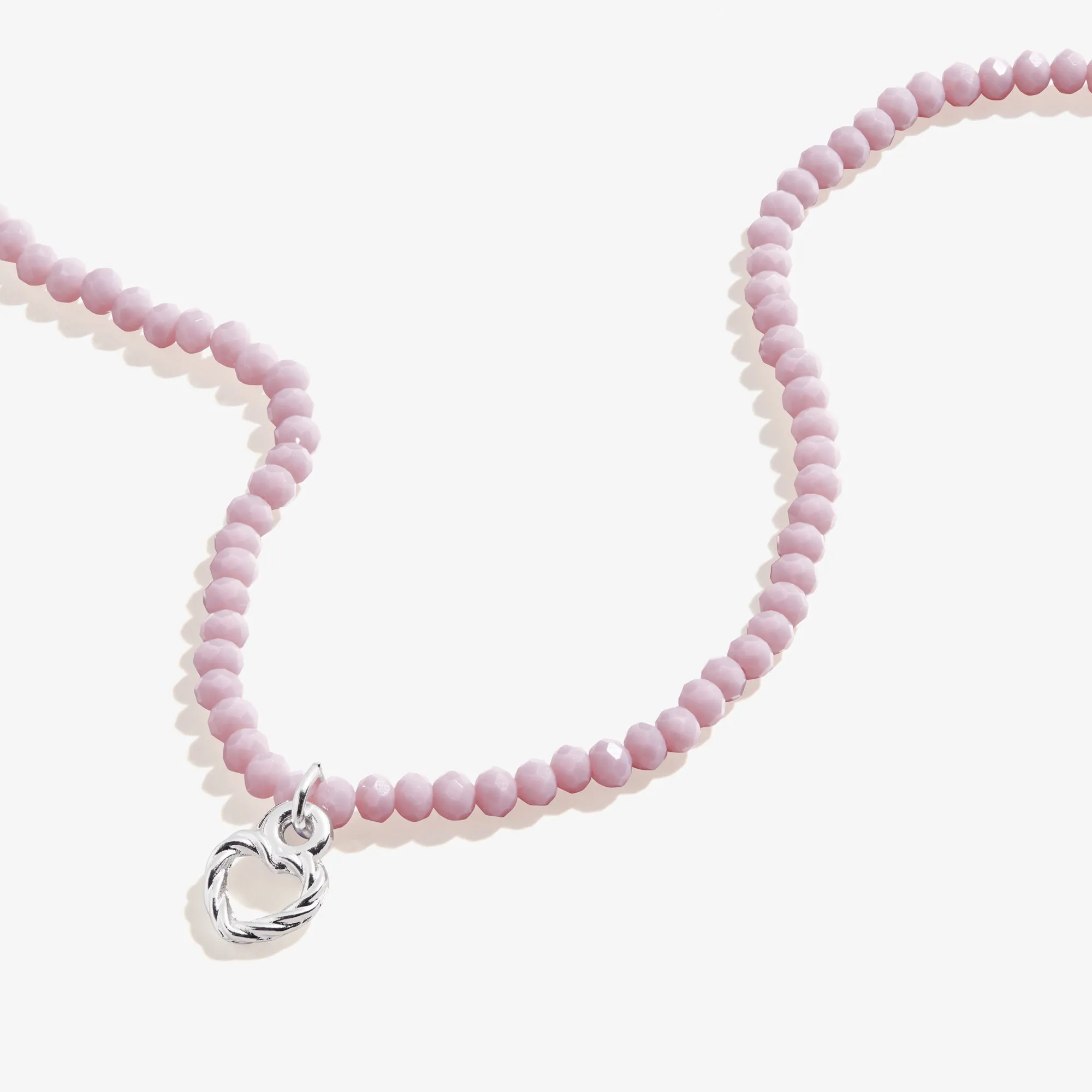 Love Heart   Purple Bead Necklace, Adjustable