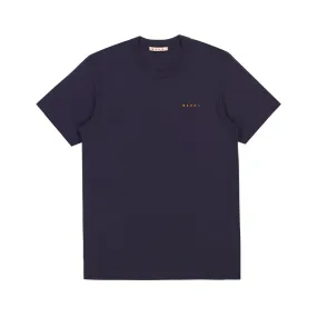 Marni Embroided Logo Tee Navy Orange