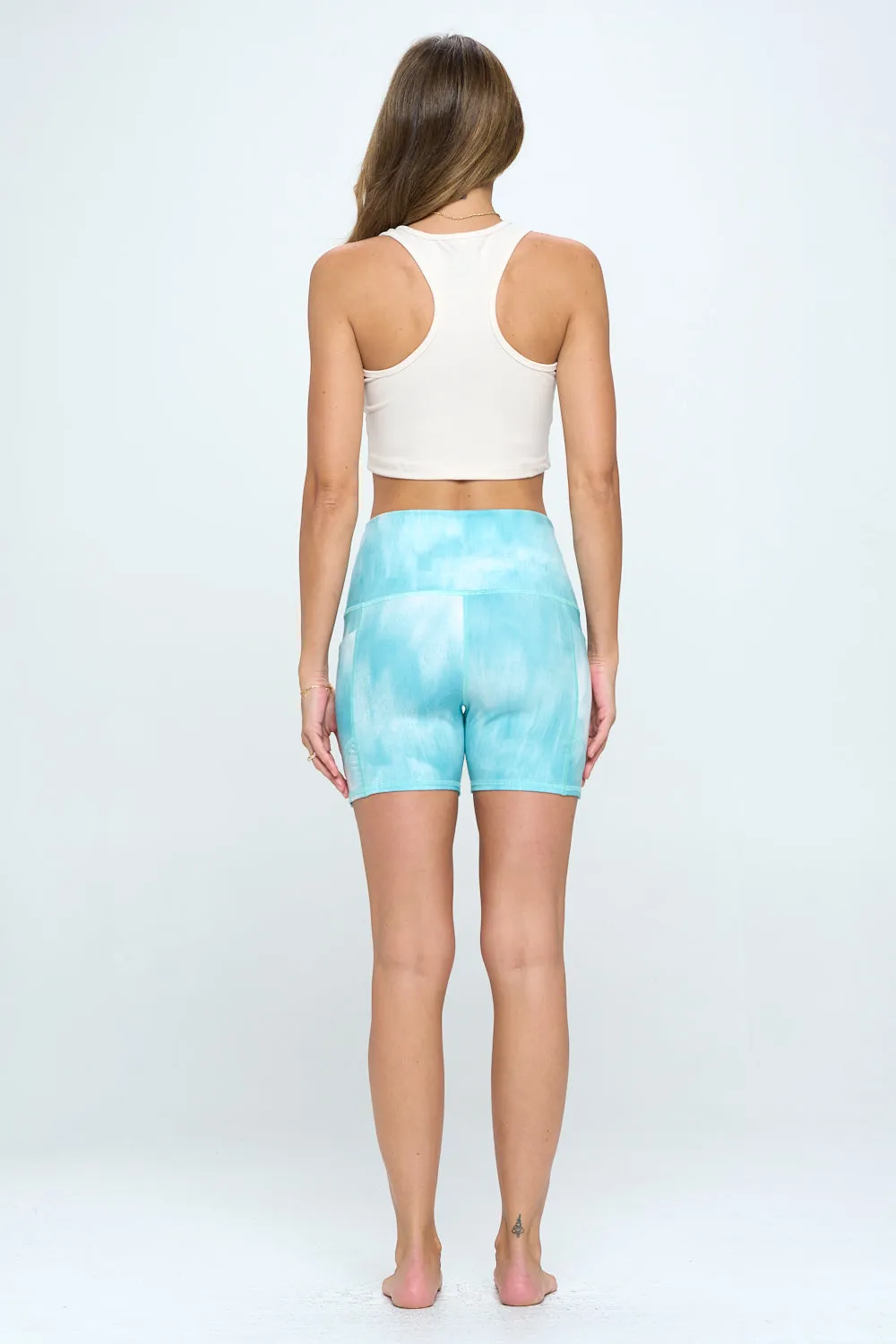 Mia Shorts - Cloudy Aqua w Pockets 5" (High-Waist) - LIMITED EDITION