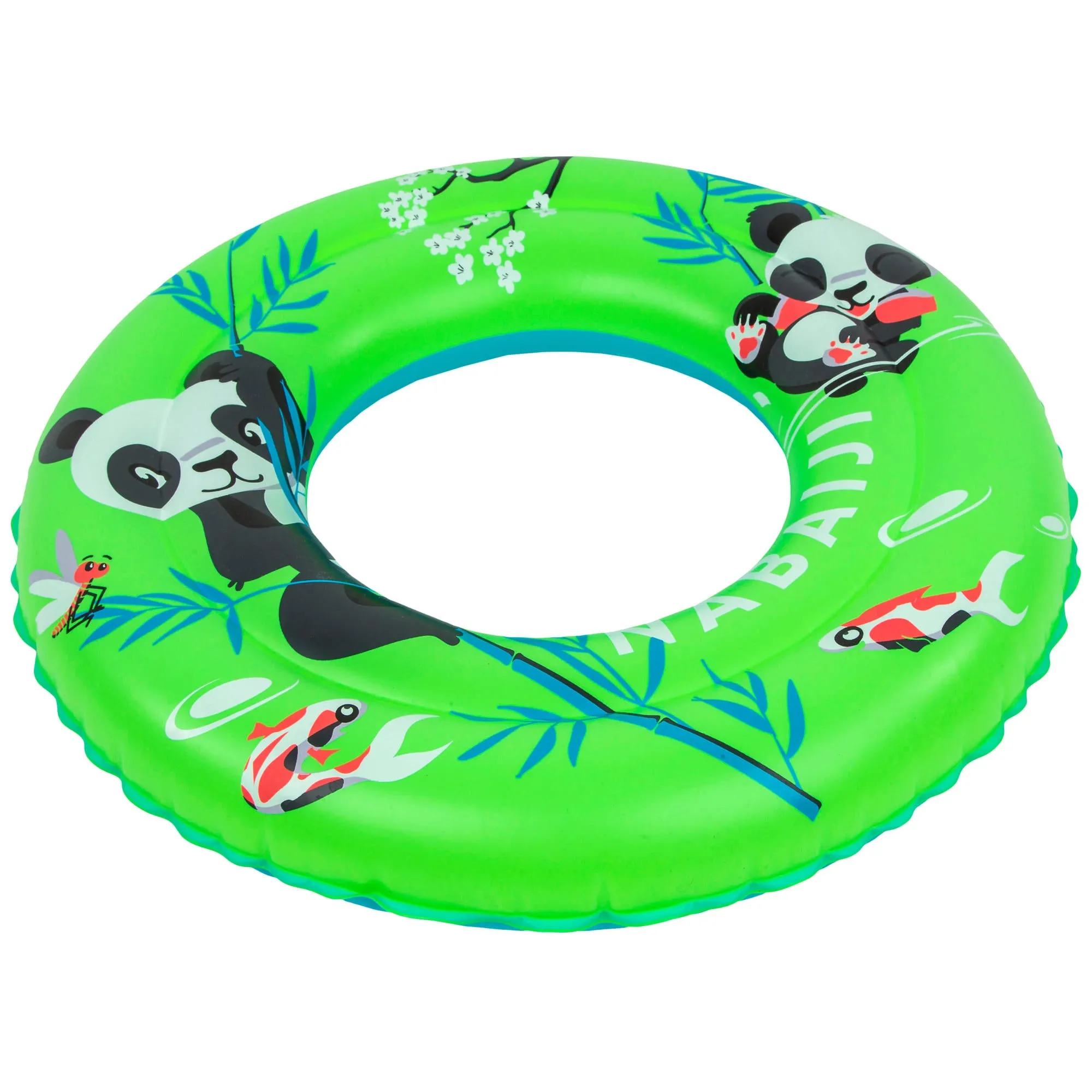 Nabaiji Swimming inflatable 51 cm pool ring for kids aged 3-6 - Green "PANDAS" print