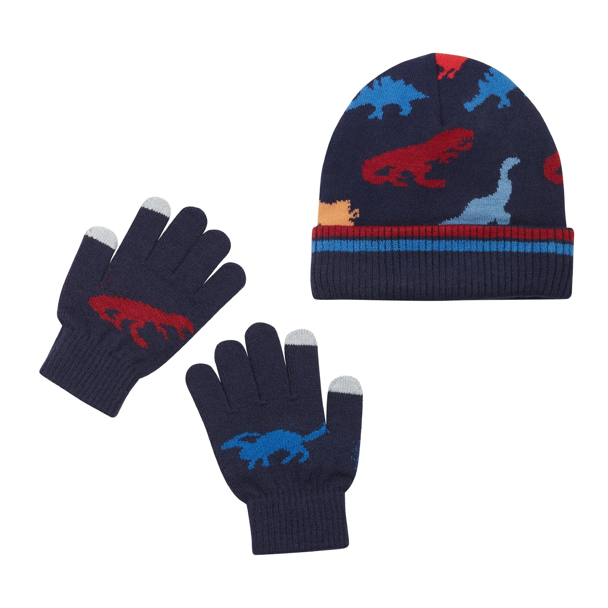 Navy Dino Hat & Gloves Set